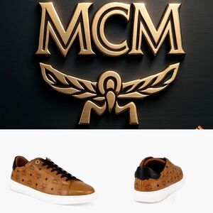 New💕MCM Tan and Black Leather Sneakers